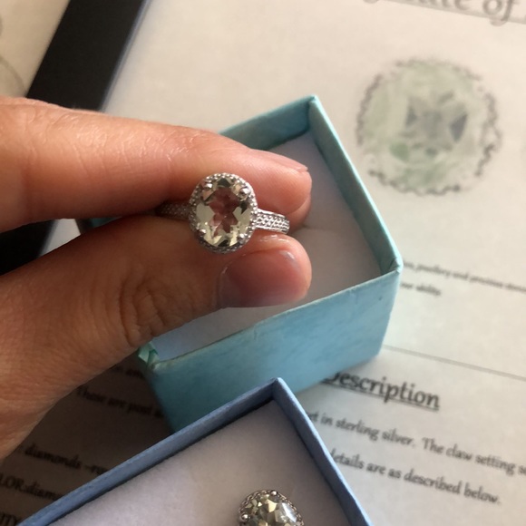 Sterling Set Green Amethyst Earrings & Ring - Picture 7 of 13